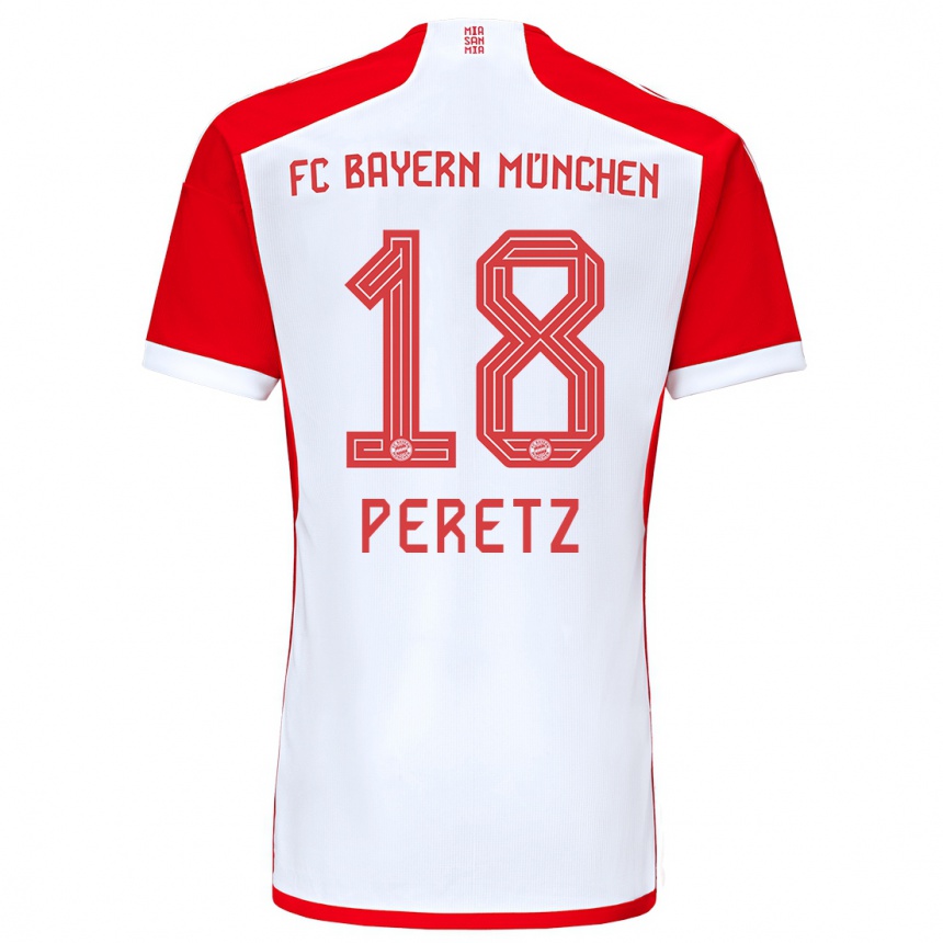 Niño Fútbol Camiseta Daniel Peretz #18 Rojo Blanco 1ª Equipación 2023/24 México