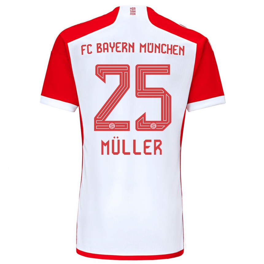 Niño Fútbol Camiseta Thomas Muller #25 Rojo Blanco 1ª Equipación 2023/24 México