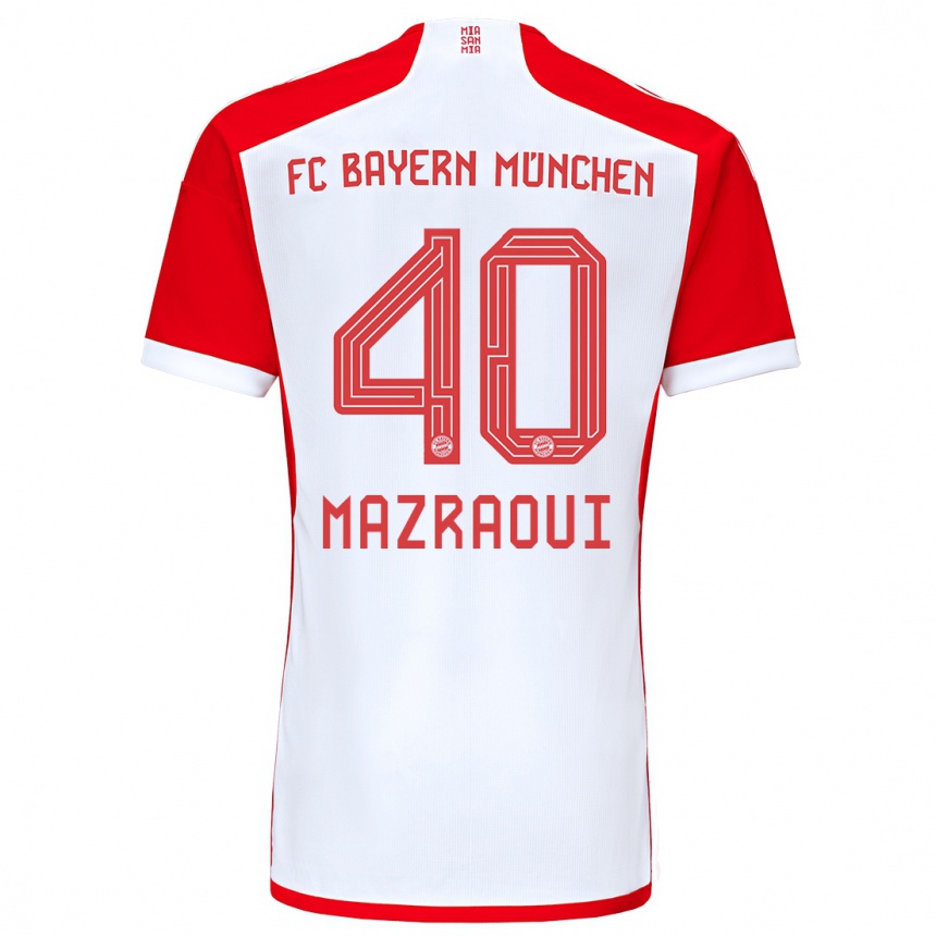 Niño Fútbol Camiseta Noussair Mazraoui #40 Rojo Blanco 1ª Equipación 2023/24 México