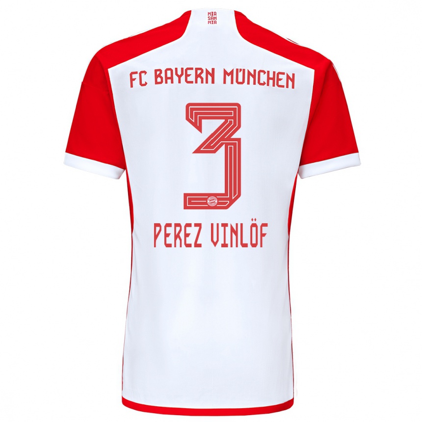 Niño Fútbol Camiseta Matteo Perez Vinlöf #3 Rojo Blanco 1ª Equipación 2023/24 México