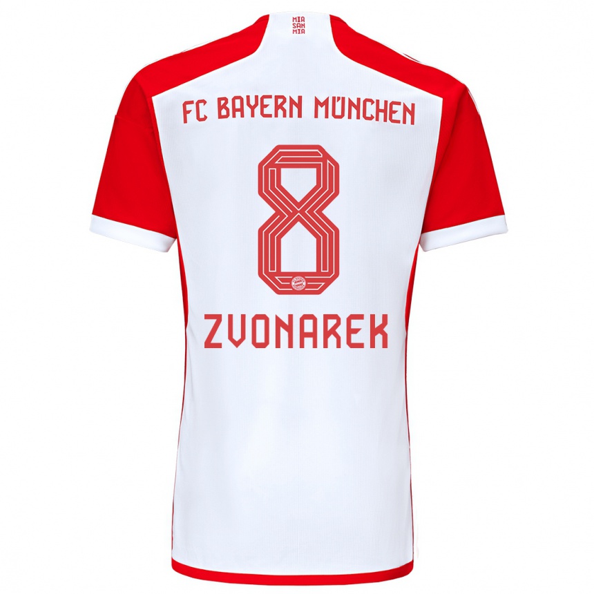 Niño Fútbol Camiseta Lovro Zvonarek #8 Rojo Blanco 1ª Equipación 2023/24 México