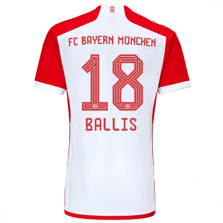 Niño Fútbol Camiseta Benjamin Ballis #18 Rojo Blanco 1ª Equipación 2023/24 México