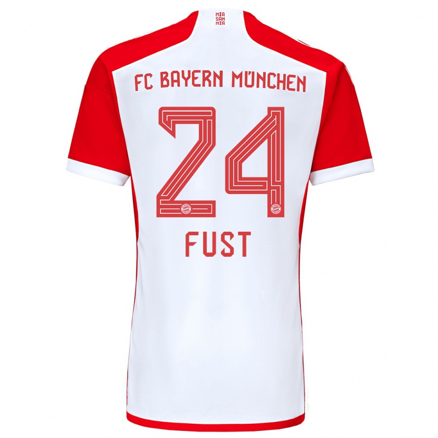 Niño Fútbol Camiseta Leon Fust #24 Rojo Blanco 1ª Equipación 2023/24 México