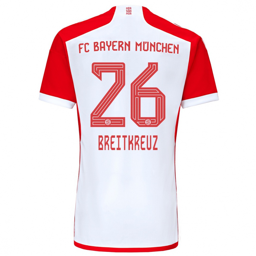 Niño Fútbol Camiseta Steve Breitkreuz #26 Rojo Blanco 1ª Equipación 2023/24 México