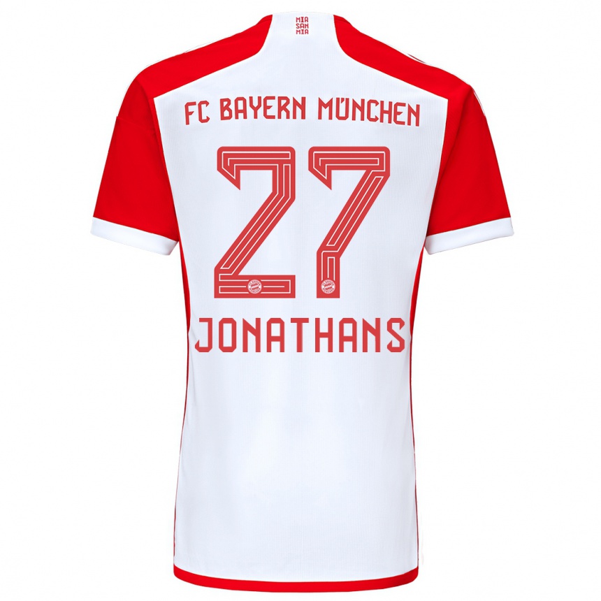 Niño Fútbol Camiseta David Jonathans #27 Rojo Blanco 1ª Equipación 2023/24 México