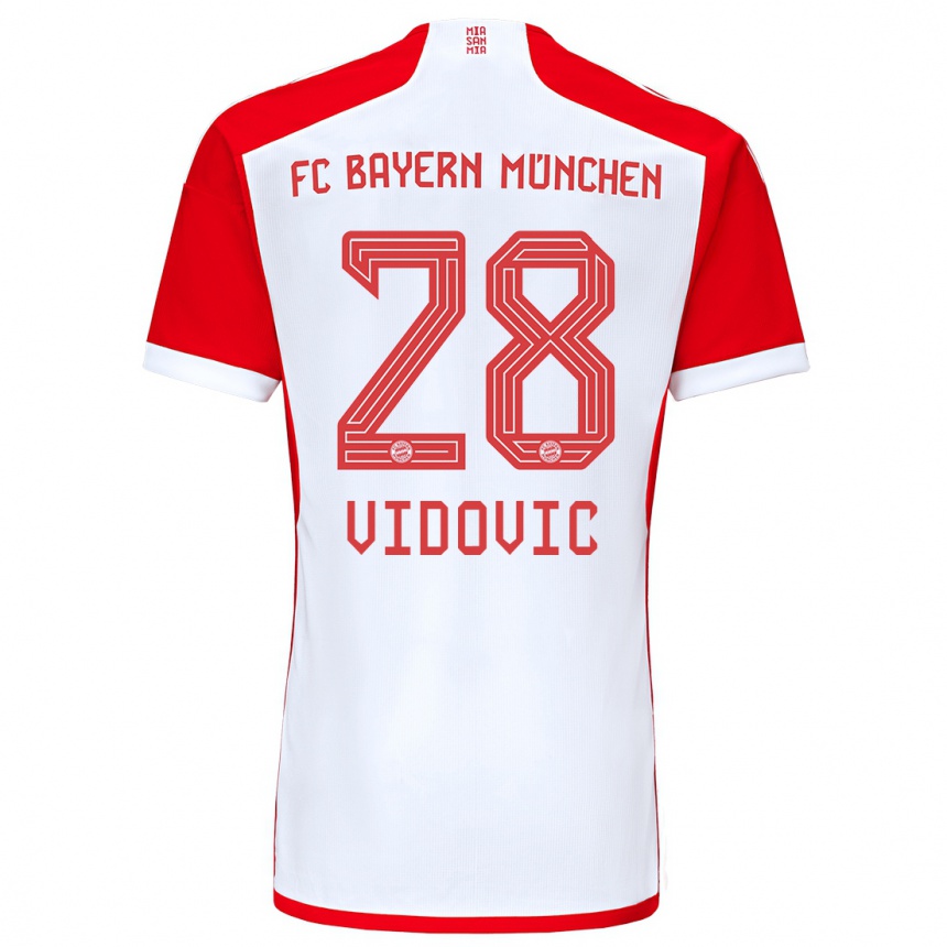 Niño Fútbol Camiseta Gabriel Vidovic #28 Rojo Blanco 1ª Equipación 2023/24 México