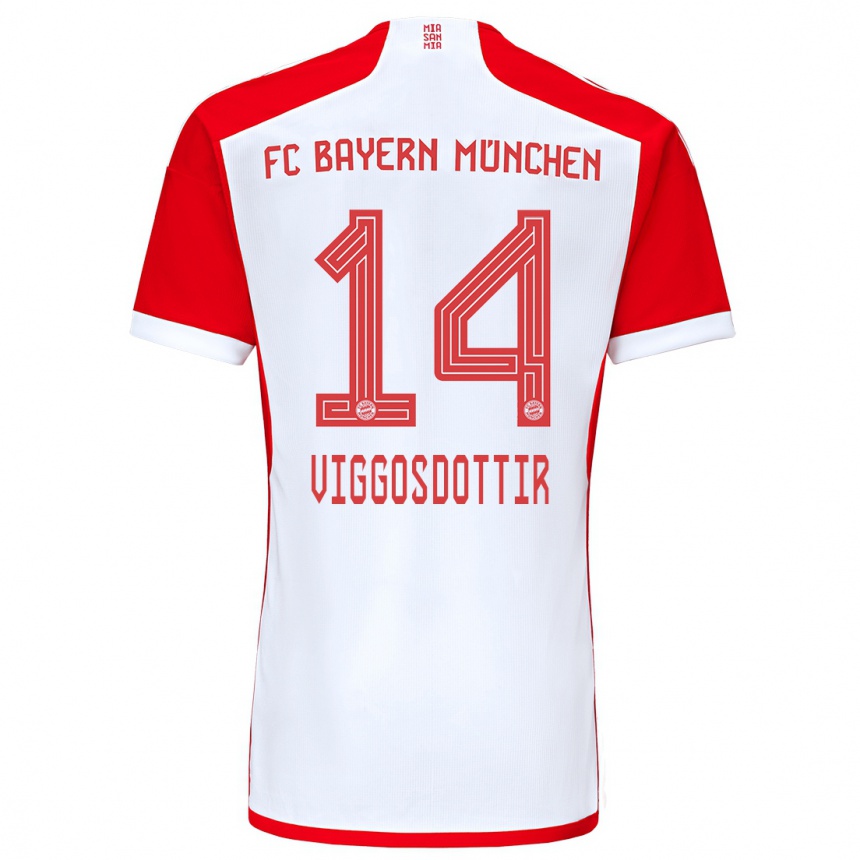 Niño Fútbol Camiseta Glodis Perla Viggosdottir #14 Rojo Blanco 1ª Equipación 2023/24 México