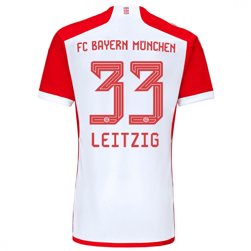 Niño Fútbol Camiseta Janina Leitzig #33 Rojo Blanco 1ª Equipación 2023/24 México