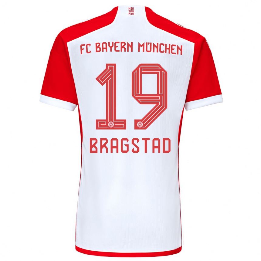 Niño Fútbol Camiseta Emilie Bragstad #19 Rojo Blanco 1ª Equipación 2023/24 México