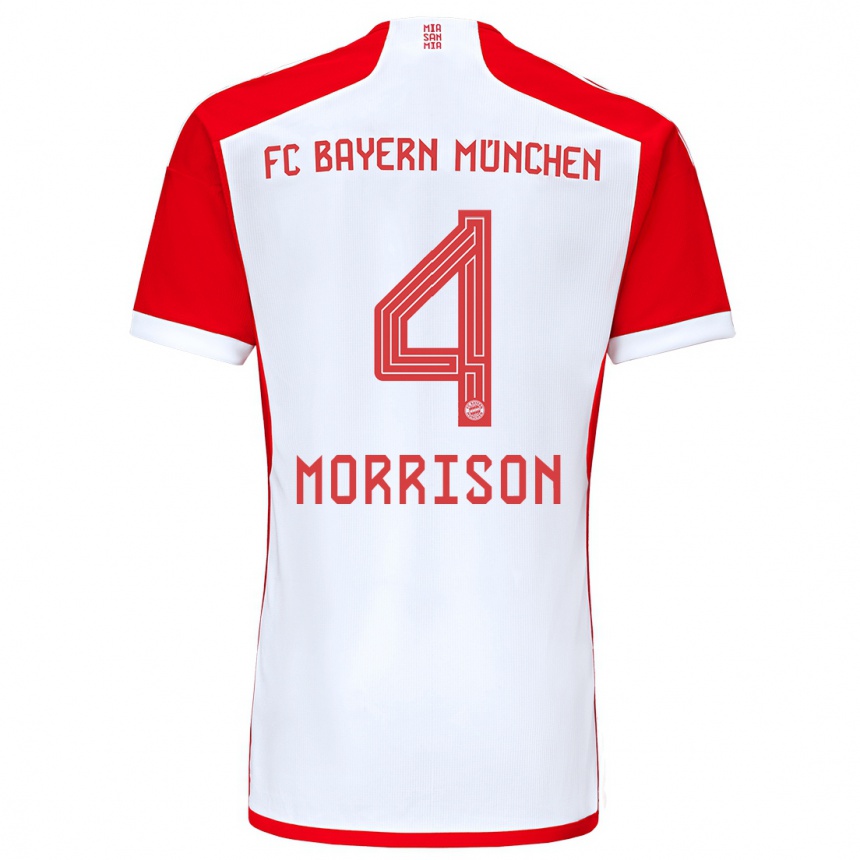 Niño Fútbol Camiseta Liam Morrison #4 Rojo Blanco 1ª Equipación 2023/24 México