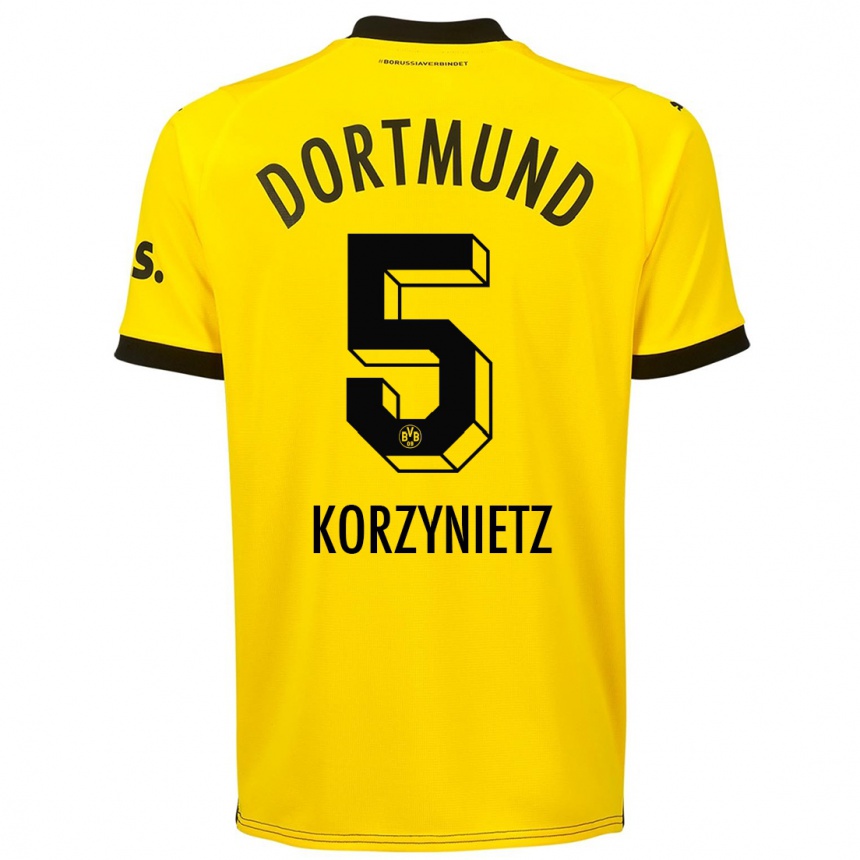 Niño Fútbol Camiseta Jaden Korzynietz #5 Amarillo 1ª Equipación 2023/24 México