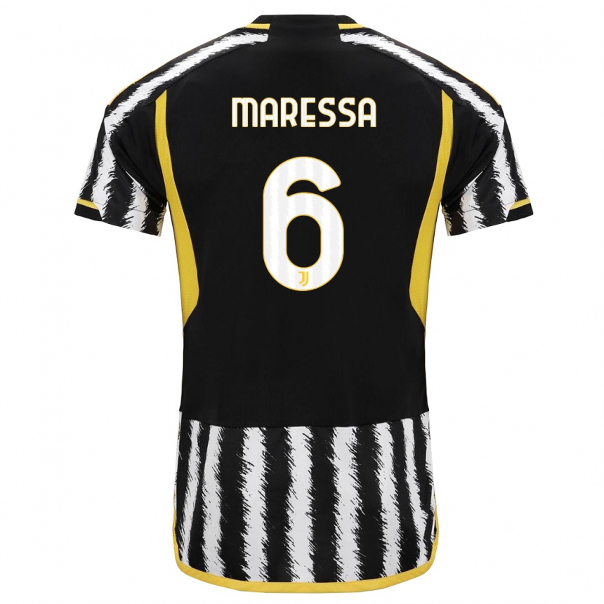 Niño Fútbol Camiseta Tommaso Maressa #6 Blanco Negro 1ª Equipación 2023/24 México