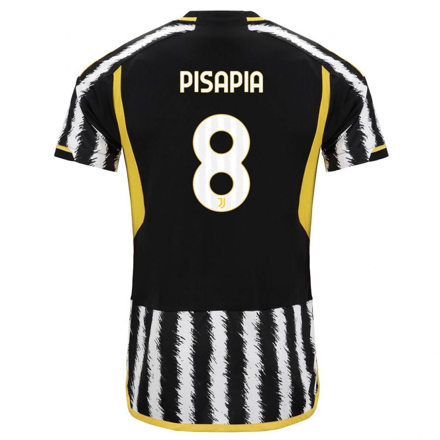 Niño Fútbol Camiseta Luciano Pisapia #8 Blanco Negro 1ª Equipación 2023/24 México