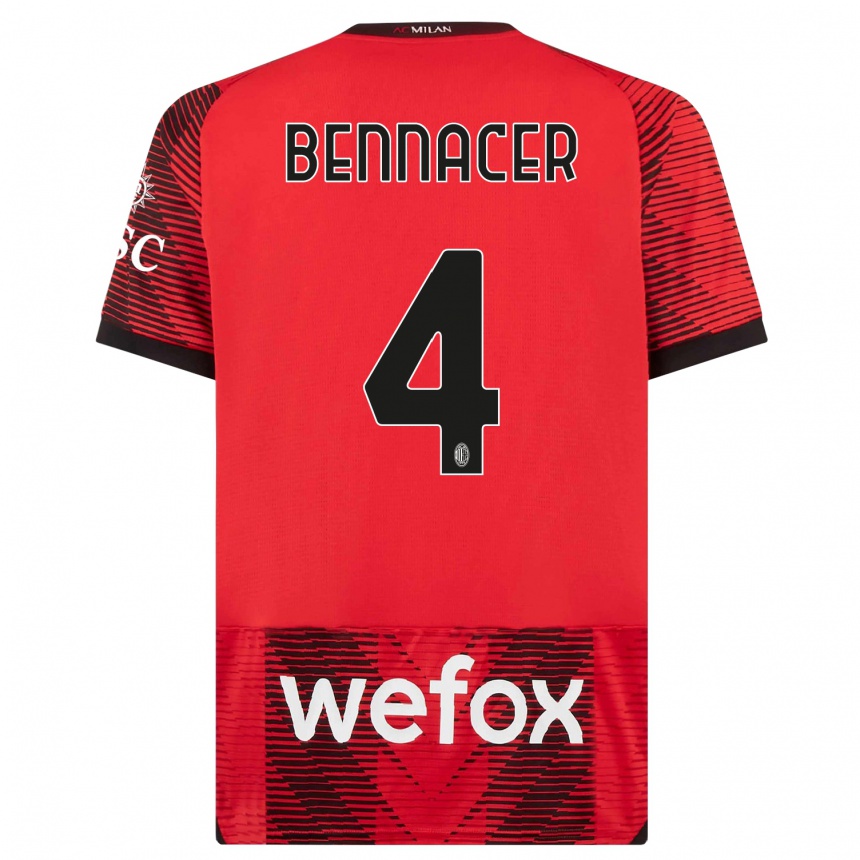 Niño Fútbol Camiseta Ismael Bennacer #4 Negro Rojo 1ª Equipación 2023/24 México