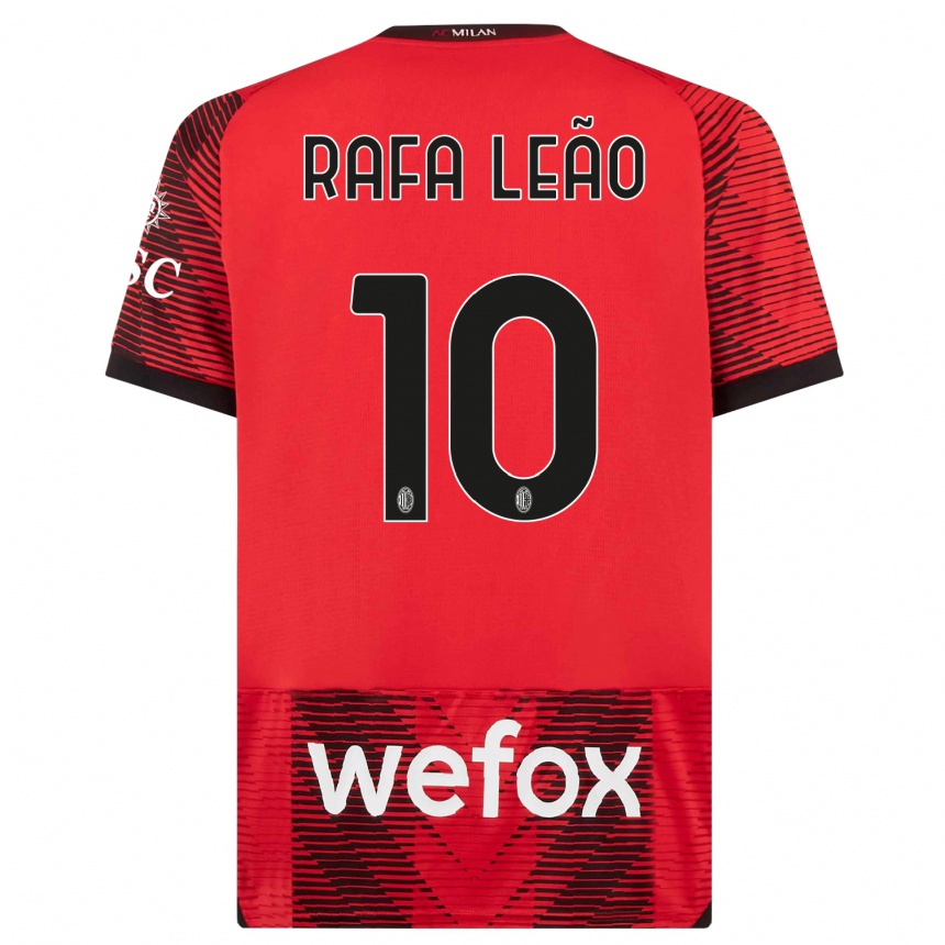 Niño Fútbol Camiseta Rafael Leao #10 Negro Rojo 1ª Equipación 2023/24 México
