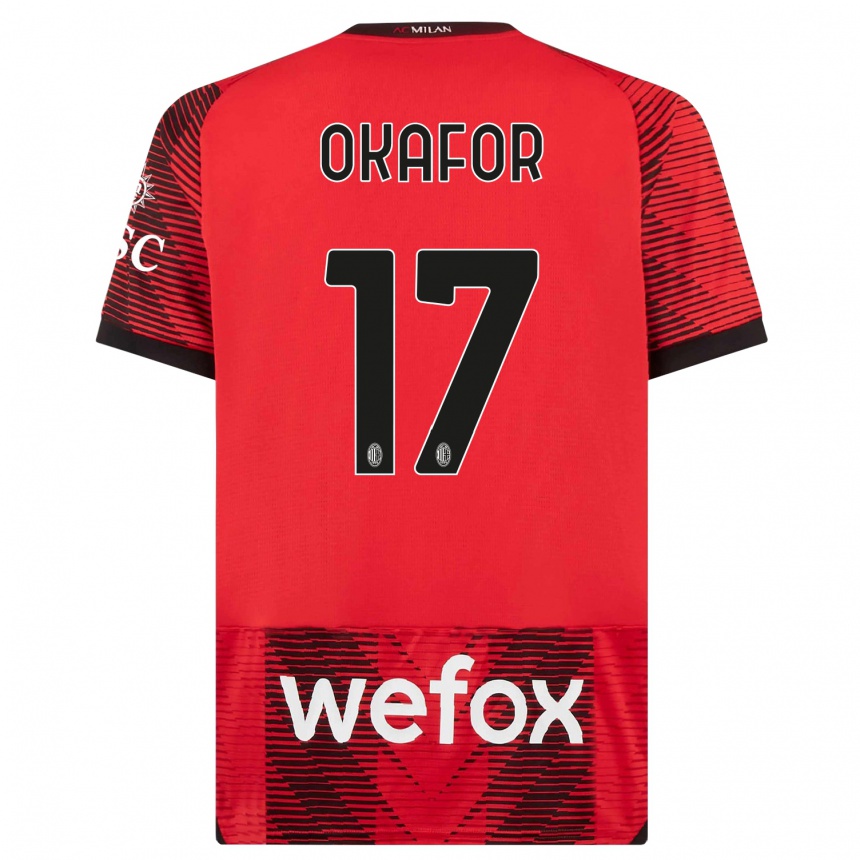 Niño Fútbol Camiseta Noah Okafor #17 Negro Rojo 1ª Equipación 2023/24 México