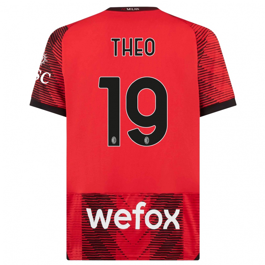 Niño Fútbol Camiseta Theo Hernandez #19 Negro Rojo 1ª Equipación 2023/24 México