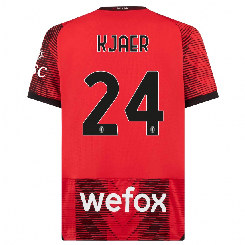 Niño Fútbol Camiseta Simon Kjaer #24 Negro Rojo 1ª Equipación 2023/24 México