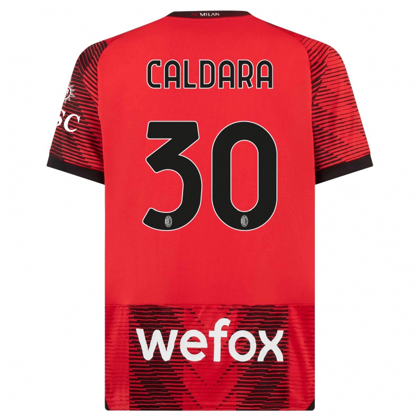 Niño Fútbol Camiseta Mattia Caldara #30 Negro Rojo 1ª Equipación 2023/24 México