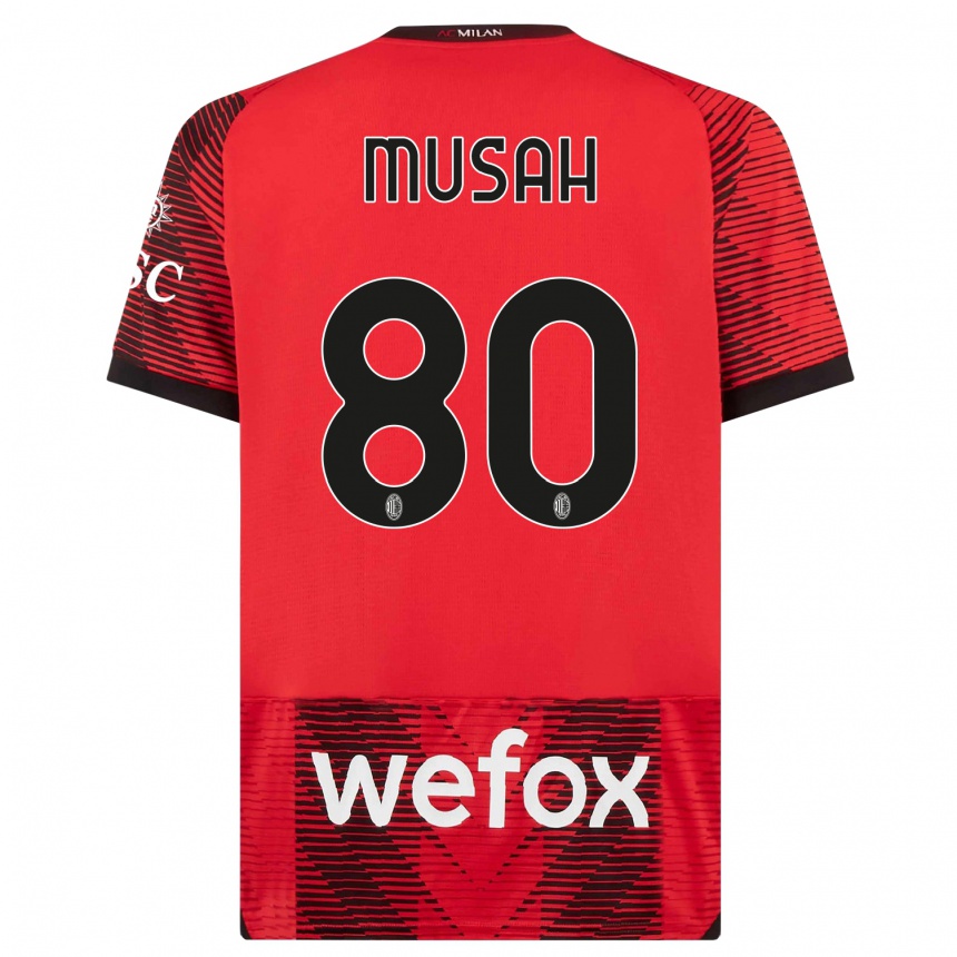 Niño Fútbol Camiseta Yunus Musah #80 Negro Rojo 1ª Equipación 2023/24 México