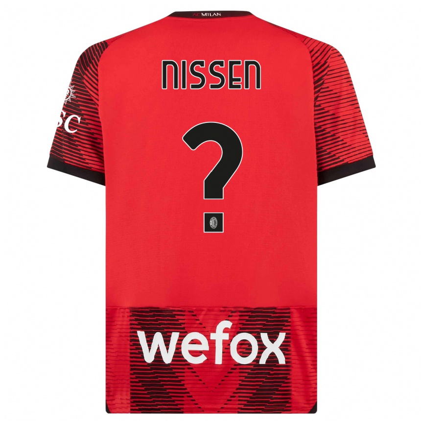 Niño Fútbol Camiseta Fredrik Nissen #0 Negro Rojo 1ª Equipación 2023/24 México