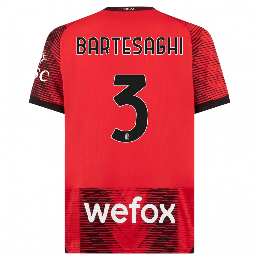 Niño Fútbol Camiseta Davide Bartesaghi #3 Negro Rojo 1ª Equipación 2023/24 México