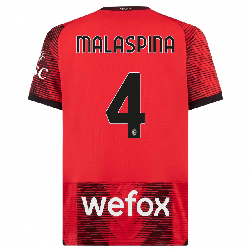 Niño Fútbol Camiseta Mattia Malaspina #4 Negro Rojo 1ª Equipación 2023/24 México