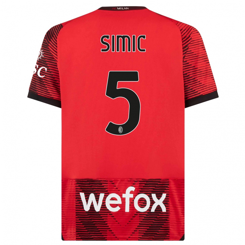 Niño Fútbol Camiseta Jan-Carlo Simic #5 Negro Rojo 1ª Equipación 2023/24 México