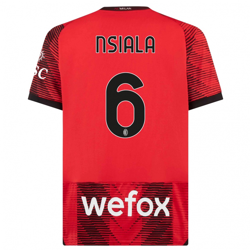 Niño Fútbol Camiseta Clinton Nsiala #6 Negro Rojo 1ª Equipación 2023/24 México