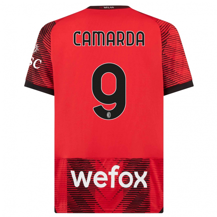 Niño Fútbol Camiseta Francesco Camarda #9 Negro Rojo 1ª Equipación 2023/24 México