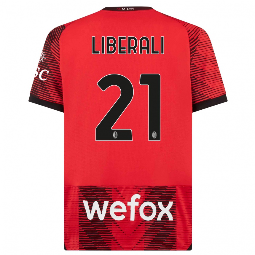 Niño Fútbol Camiseta Mattia Liberali #21 Negro Rojo 1ª Equipación 2023/24 México