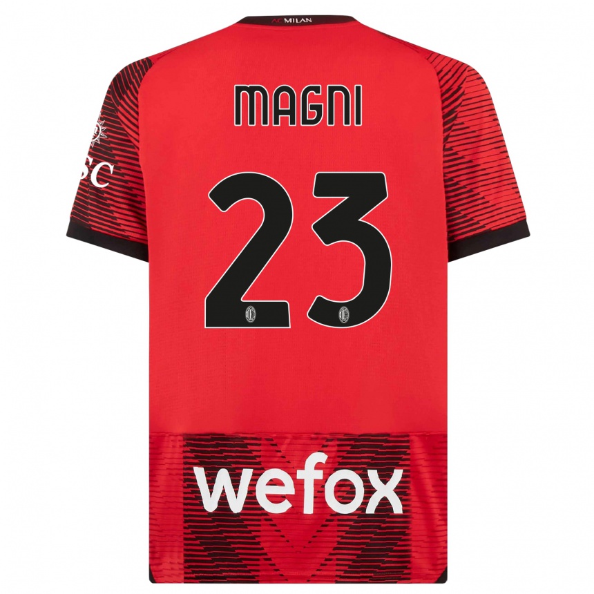 Niño Fútbol Camiseta Vittorio Magni #23 Negro Rojo 1ª Equipación 2023/24 México