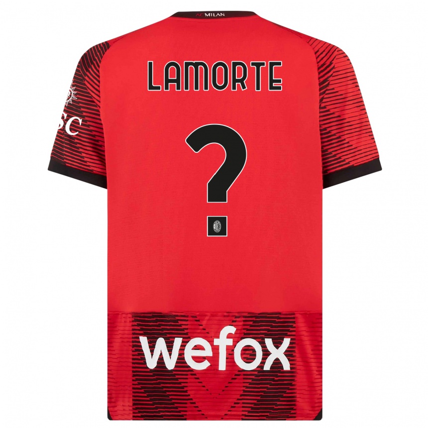 Niño Fútbol Camiseta Alessandro Lamorte #0 Negro Rojo 1ª Equipación 2023/24 México