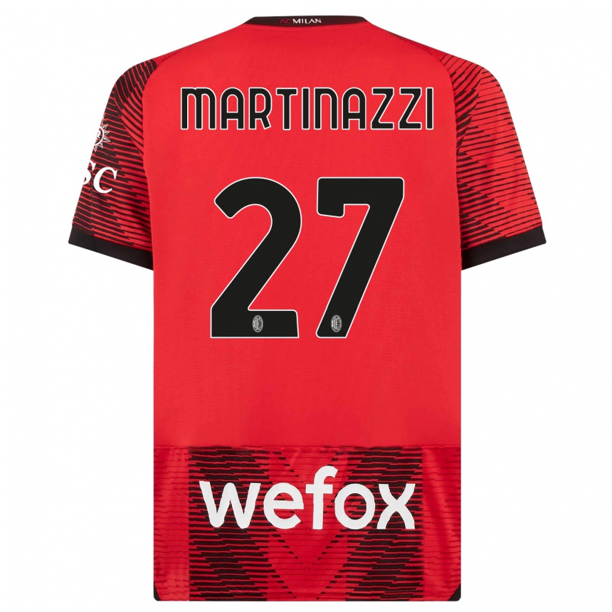 Niño Fútbol Camiseta Luca Martinazzi #27 Negro Rojo 1ª Equipación 2023/24 México