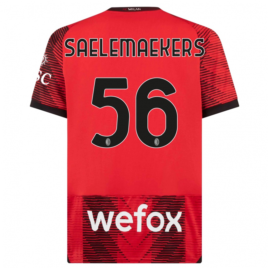 Niño Fútbol Camiseta Alexis Saelemaekers #56 Negro Rojo 1ª Equipación 2023/24 México