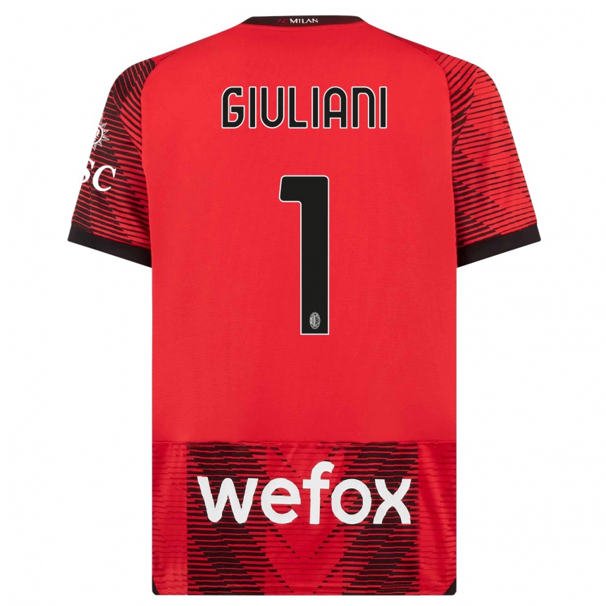 Niño Fútbol Camiseta Laura Giuliani #1 Negro Rojo 1ª Equipación 2023/24 México