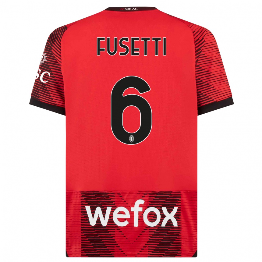 Niño Fútbol Camiseta Laura Fusetti #6 Negro Rojo 1ª Equipación 2023/24 México