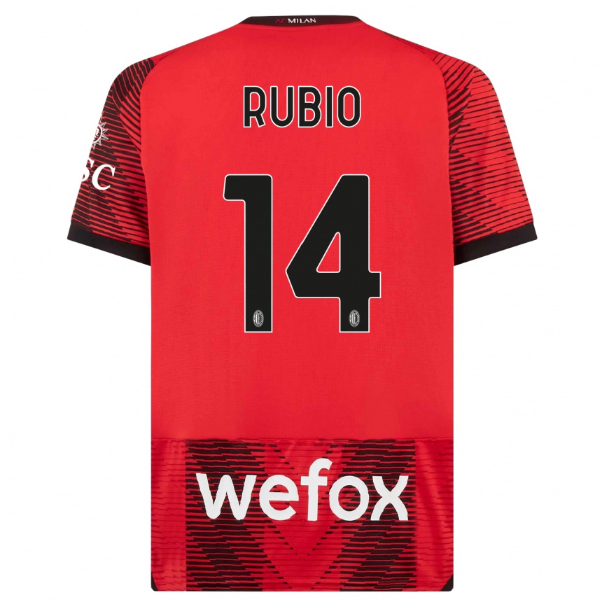 Niño Fútbol Camiseta Silvia Rubio #14 Negro Rojo 1ª Equipación 2023/24 México