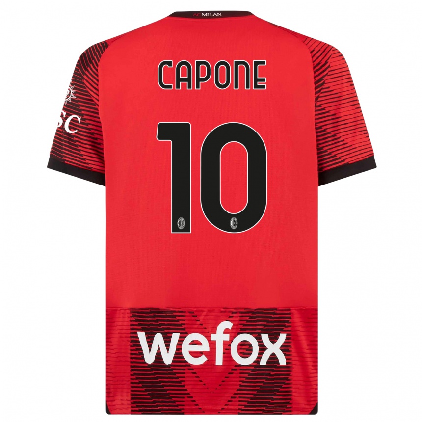 Niño Fútbol Camiseta Andrea Capone #10 Negro Rojo 1ª Equipación 2023/24 México