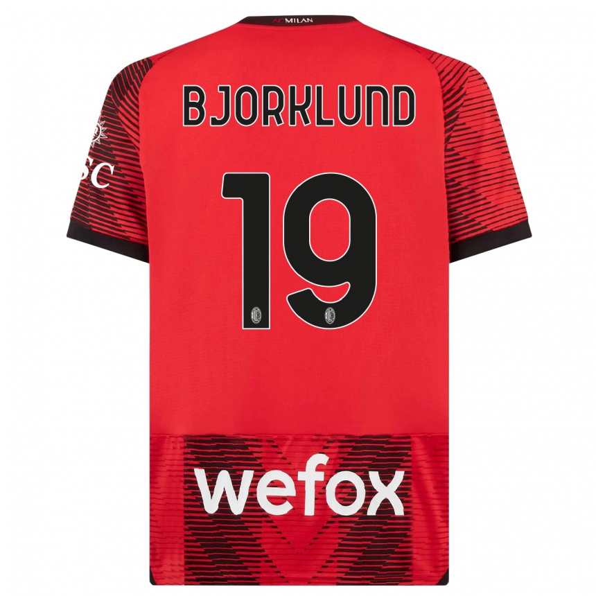 Niño Fútbol Camiseta Lukas Bjorklund #19 Negro Rojo 1ª Equipación 2023/24 México