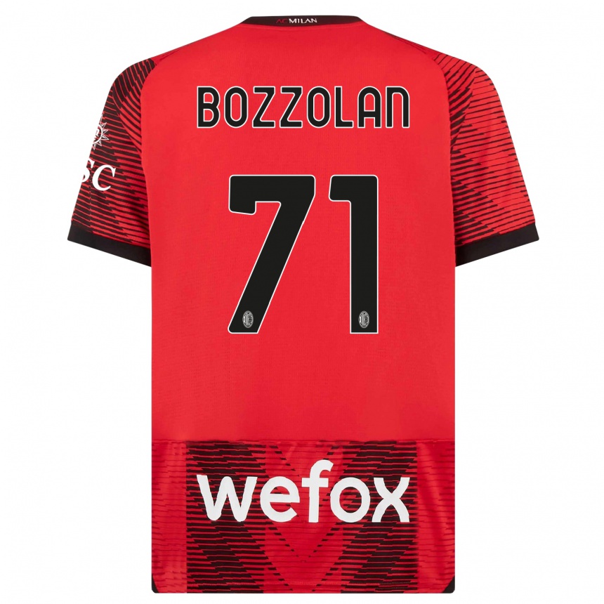 Niño Fútbol Camiseta Andrea Bozzolan #71 Negro Rojo 1ª Equipación 2023/24 México