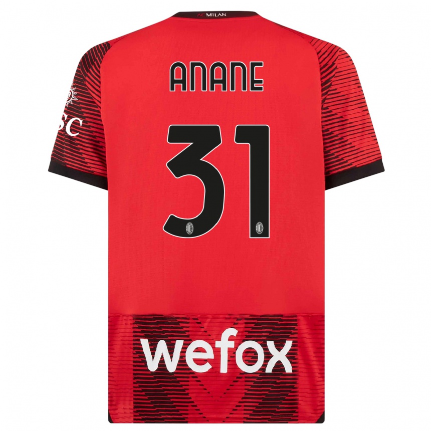 Niño Fútbol Camiseta Emmanuel Anane #31 Negro Rojo 1ª Equipación 2023/24 México