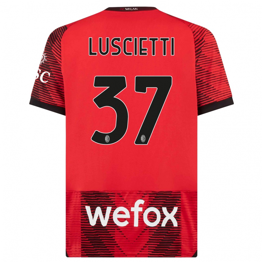 Niño Fútbol Camiseta Abebe Luscietti #37 Negro Rojo 1ª Equipación 2023/24 México