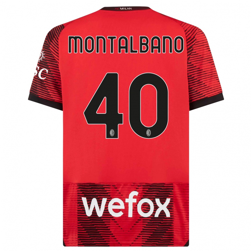 Niño Fútbol Camiseta Nicolo Montalbano #40 Negro Rojo 1ª Equipación 2023/24 México