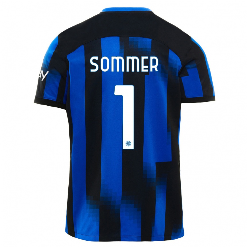 Niño Fútbol Camiseta Yann Sommer #1 Azul Negro 1ª Equipación 2023/24 México