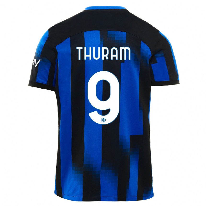 Niño Fútbol Camiseta Marcus Thuram #9 Azul Negro 1ª Equipación 2023/24 México