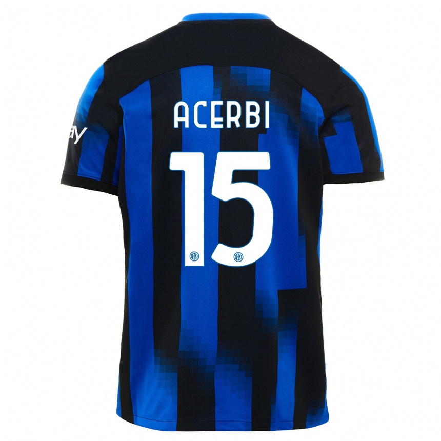 Niño Fútbol Camiseta Francesco Acerbi #15 Azul Negro 1ª Equipación 2023/24 México