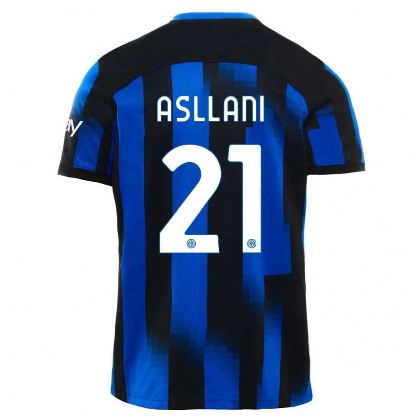 Niño Fútbol Camiseta Kristjan Asllani #21 Azul Negro 1ª Equipación 2023/24 México