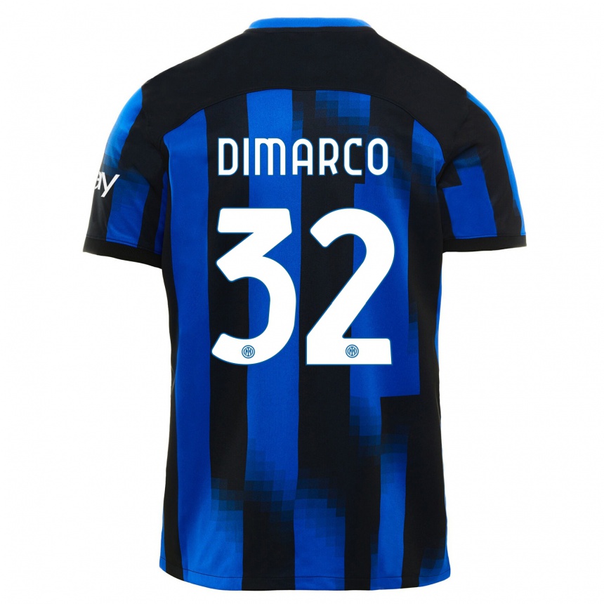 Niño Fútbol Camiseta Federico Dimarco #32 Azul Negro 1ª Equipación 2023/24 México