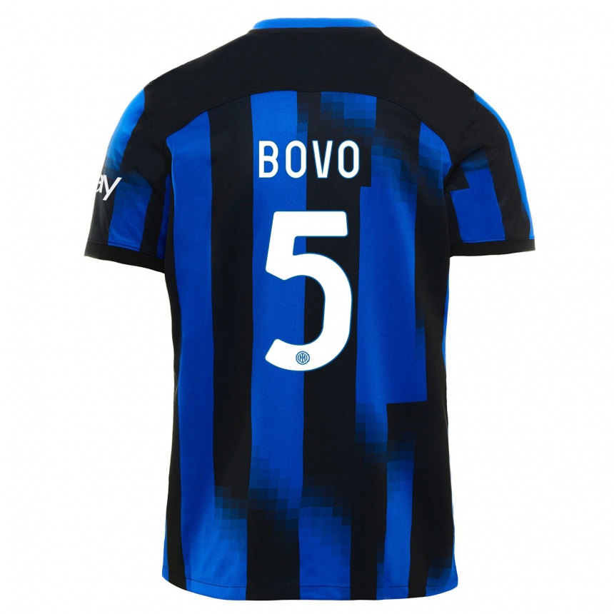 Niño Fútbol Camiseta Leonardo Bovo #5 Azul Negro 1ª Equipación 2023/24 México